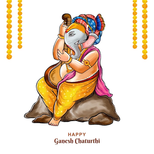 Bezpłatny wektor bóg ganesha ilustracja dla szczęśliwego tła karty ganeśćaturthi