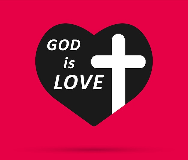 Bóg jest miłością chrześcijańskim krzyżem i sylwetką serca