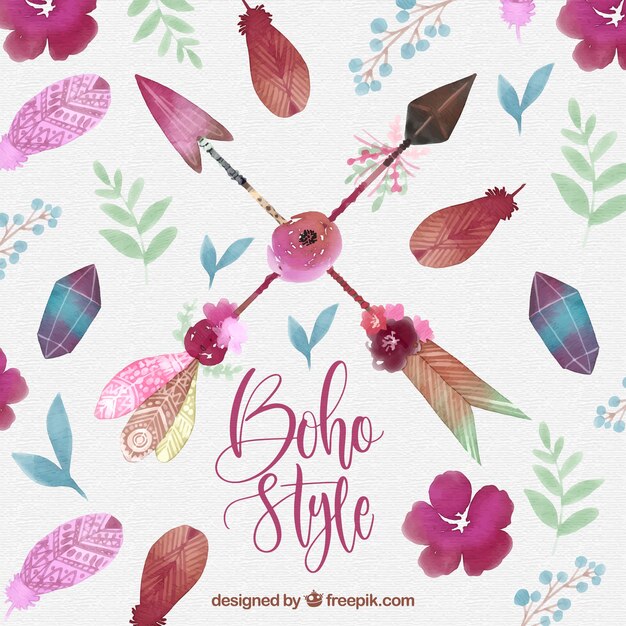 Boho tło z elementami akwarela