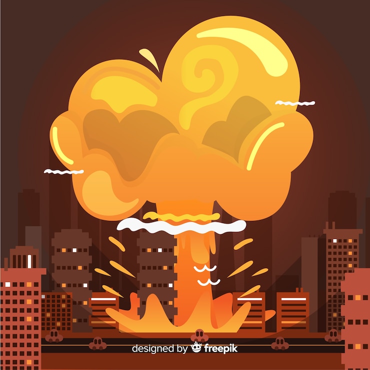 Bezpłatny plik Wektor bomba atomowa w stylu cartoon miasta