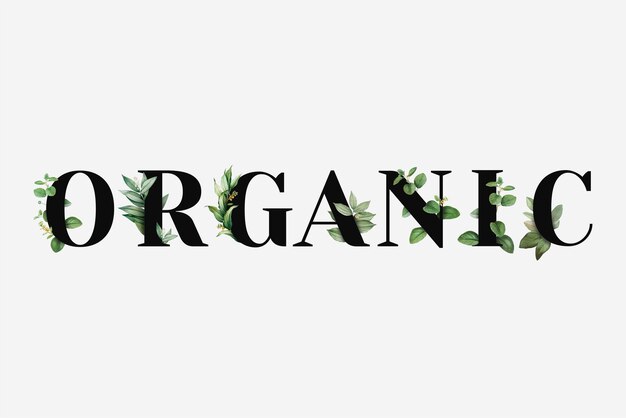 Botaniczny ORGANICZNY wektor słowo czarny typografia