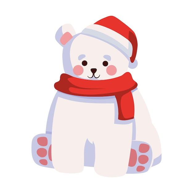 Bezpłatny wektor bożonarodzeniowa postać niedźwiedzia ilustracja izolowana