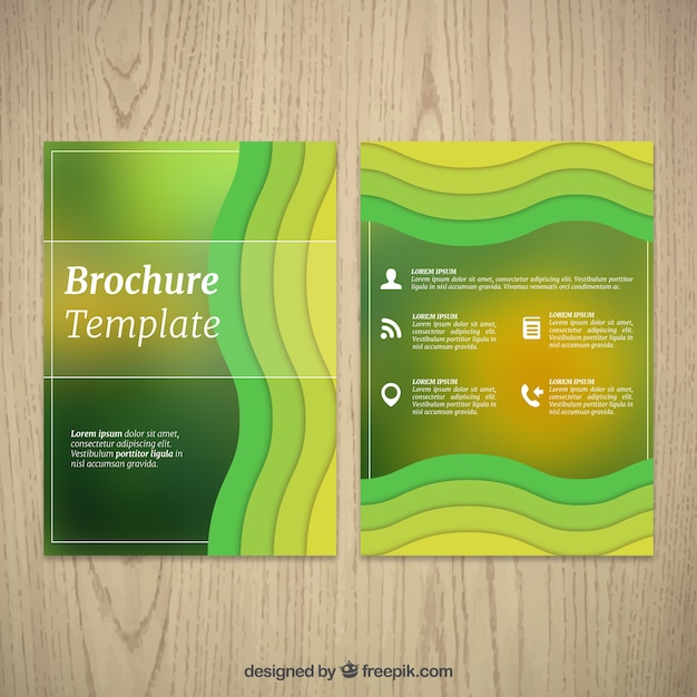 Bezpłatny wektor broszura firmowa o falistych kształtach zielonych