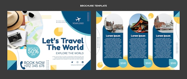 Bezpłatny wektor broszura podróżna o płaskiej konstrukcji