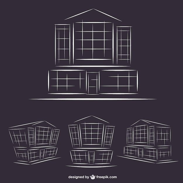 Bezpłatny wektor budynki hotelowe line art grafiki