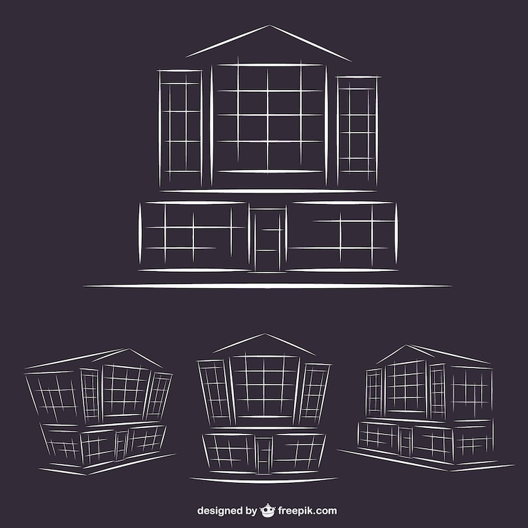 Bezpłatny plik Wektor budynki hotelowe line art grafiki