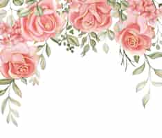Bezpłatny wektor bukiet róż na koronkową ramkę kwiecista ramka w kolorze różowego złota