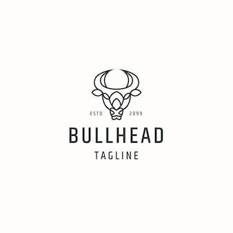Bull Głowa Logo Ikona Szablon Projektu Płaskie Wektor Ilustracja Premium Wektorów