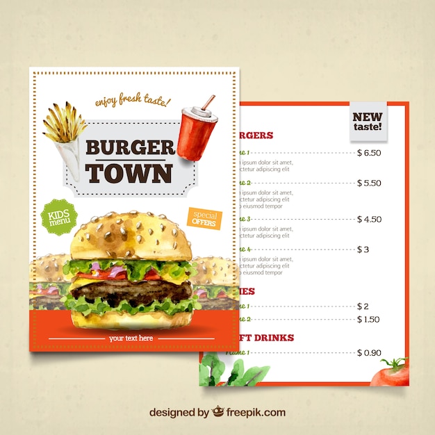 Burger Akwarela Menu