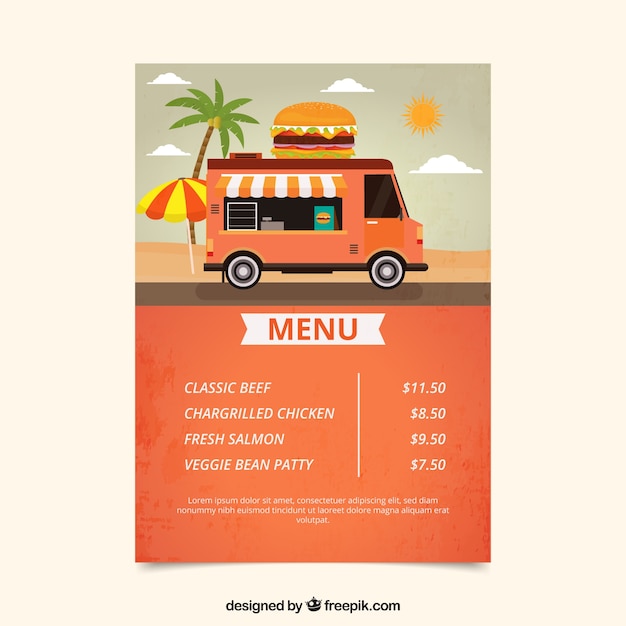 Burger Menu żywności Dla Ciężarówek Na Plaży