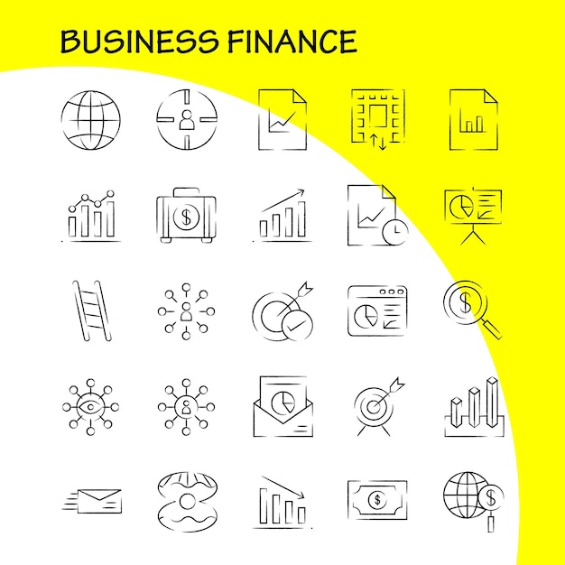 Business Finance Hand Drawn Icon Pack Dla Projektantów I Programistów Ikony Teczki Business Fashion Finance Business Eye Mission Vector