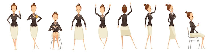 Bezpłatny plik Wektor business woman in various poses set