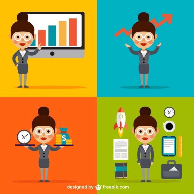 Businesswoman i biznesowych ikony