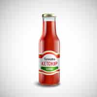 Bezpłatny wektor butelka szklana ketchup w realistycznym stylu