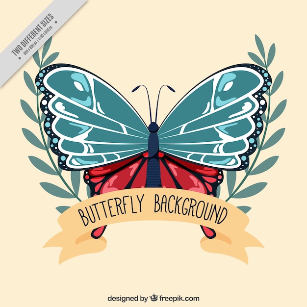 Bezpłatny wektor butterfly tło z roślin ozdobnych