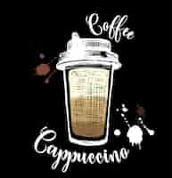 Bezpłatny wektor cappuccino ikony w stylu kreda