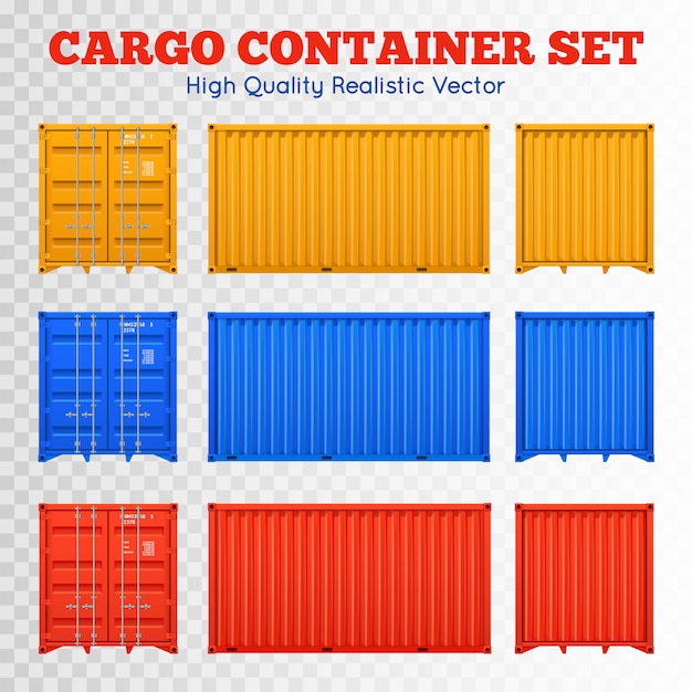 Bezpłatny wektor cargo container transparent set