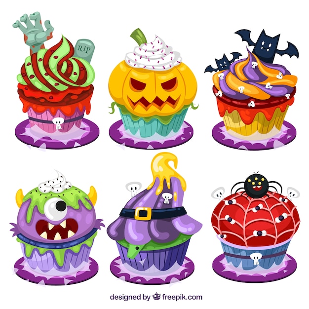 Cartoon Halloween Cupcakes