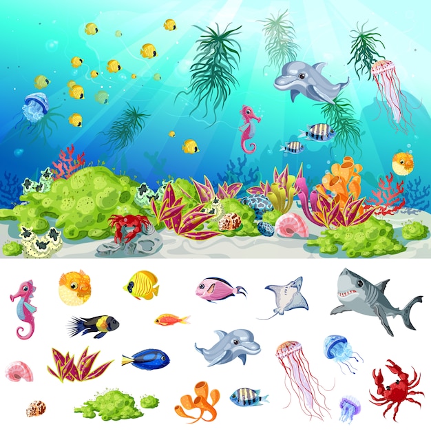 Cartoon Sea I Ocean Life Concept