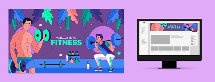 Bezpłatny plik Wektor centrum fitness kanał youtube sztuki