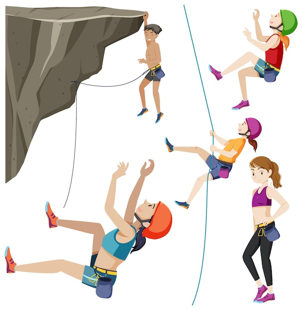 Bezpłatny wektor charakter alpinisty sport ekstremalny aktywny tryb życia