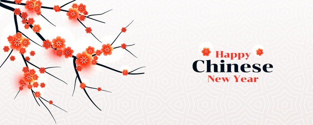 Chiński Nowy rok banner z gałęzi drzewa sakura