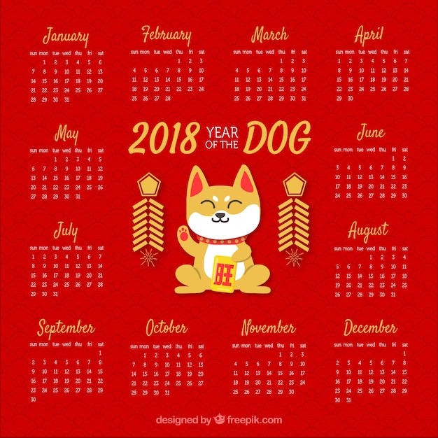 Chiński Nowy Rok Kalendarzowy Projekt Z Uroczym Psem