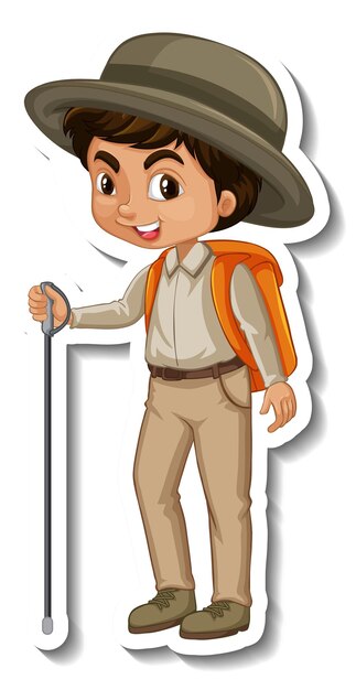 Chłopiec w stroju safari Naklejka z postacią z kreskówek