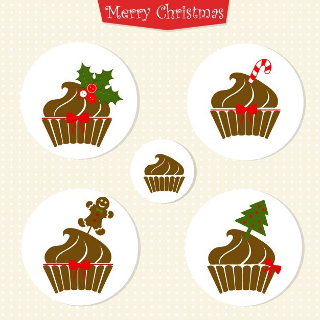 Bezpłatny wektor christmas cupcakes