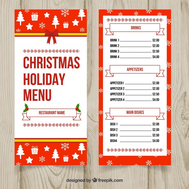 Christmas retro menu