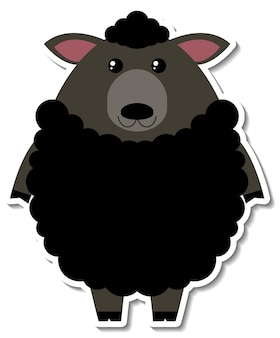 Chubby czarna owca naklejka z kreskówki zwierząt gospodarskich