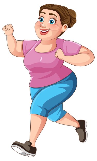 Chubby Woman Running Pose Postać z kreskówek