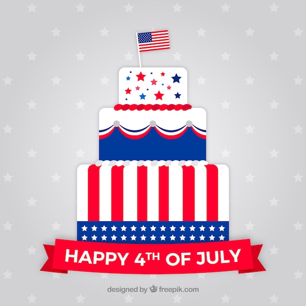 Bezpłatny wektor ciasto amerykańskiego dnia niepodległości o płaskiej konstrukcji