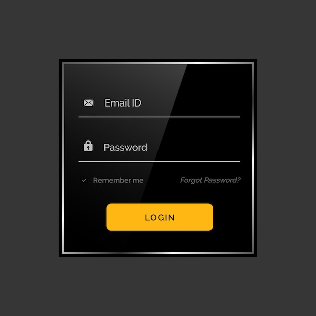 Ciemny Błyszczący Formularz Logowania Ui Szablon Projektu