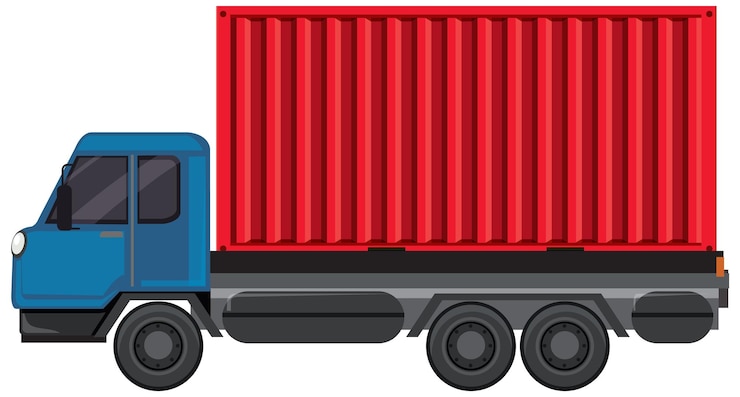 Bezpłatny plik Wektor ciężarówka z czerwonym kontenerem transportowym