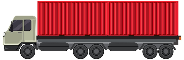 Bezpłatny plik Wektor ciężarówka z czerwonym kontenerem transportowym