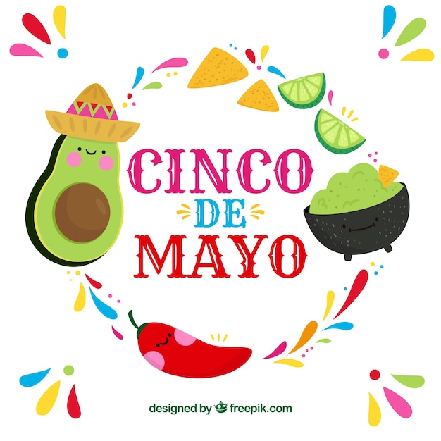 Cinco De Mayo Tło Z Meksykańskim Jedzeniem