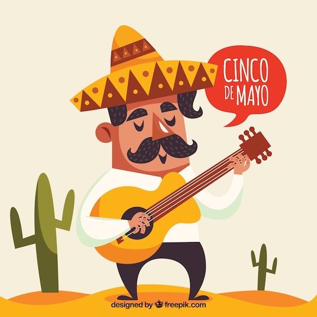 Cinco De Mayo Tło Z Meksykańskim Muzykiem