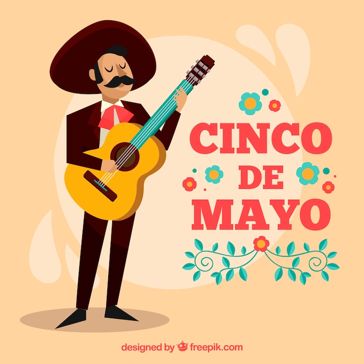 Bezpłatny plik Wektor cinco de mayo tło z meksykańskim muzykiem