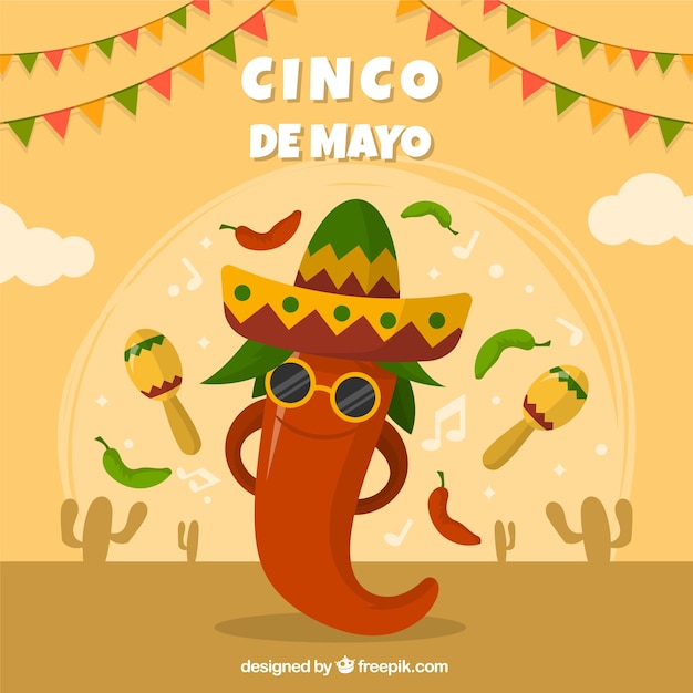 Cinco De Mayo Tło Z Meksykańskimi Elementami W Mieszkanie Stylu