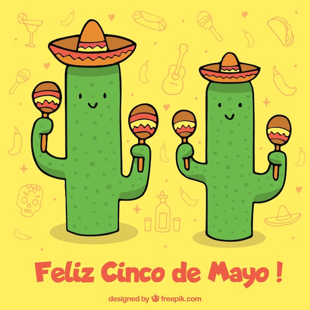 Cinco De Mayo Tło Z ślicznym Kaktusem