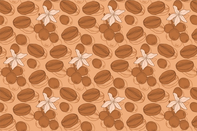 Bezpłatny wektor coffee bean drawing pattern