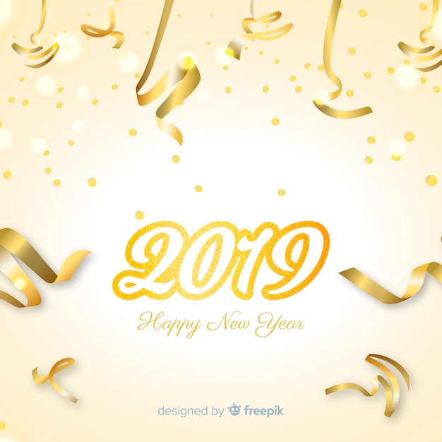 Confetti nowego roku 2019 tło