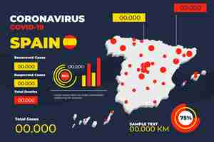 Bezpłatny wektor coronavirus hiszpania mapa plansza