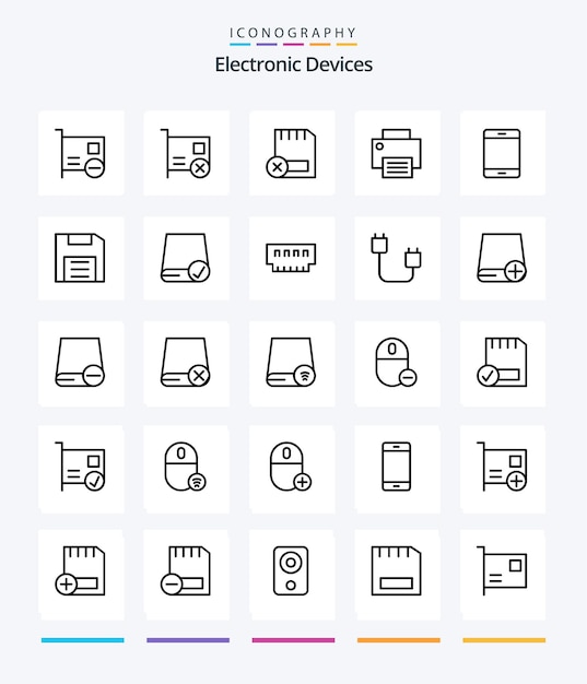 Creative Devices 25 Pakiet Ikon Outline Takich Jak Gadżet Komputery Gadżet Drukarka