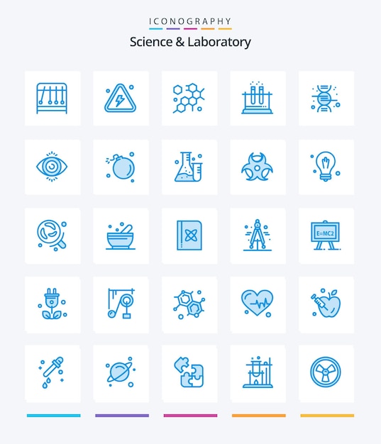 Creative Science 25 Niebieski pakiet ikon Takich jak naukowy test naukowy o komórkach dna