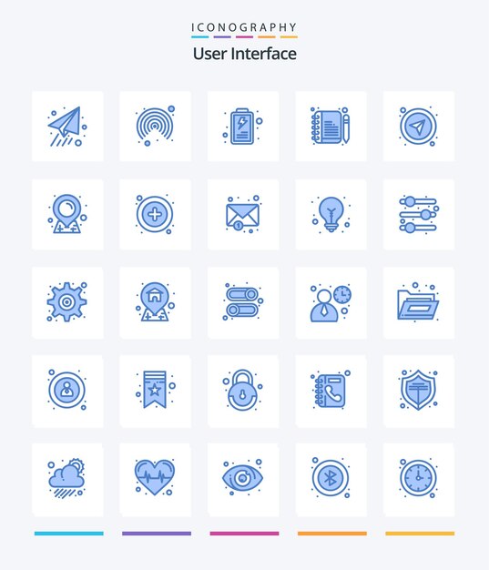 Creative User Interface 25 Pakiet niebieskich ikon Taki jak interfejs wyboru użytkownika mapy