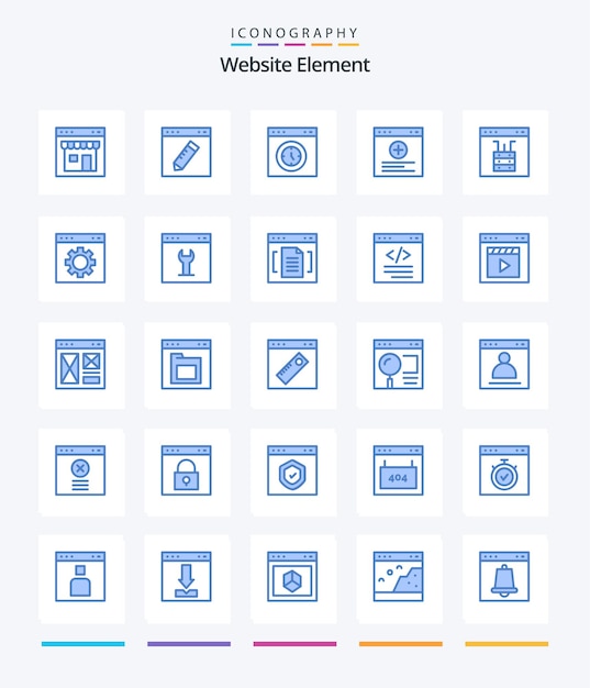Creative Website Element 25 Niebieski Pakiet Ikon Taki Jak Strona Testowa Edukacji Przeglądarki Internetowej