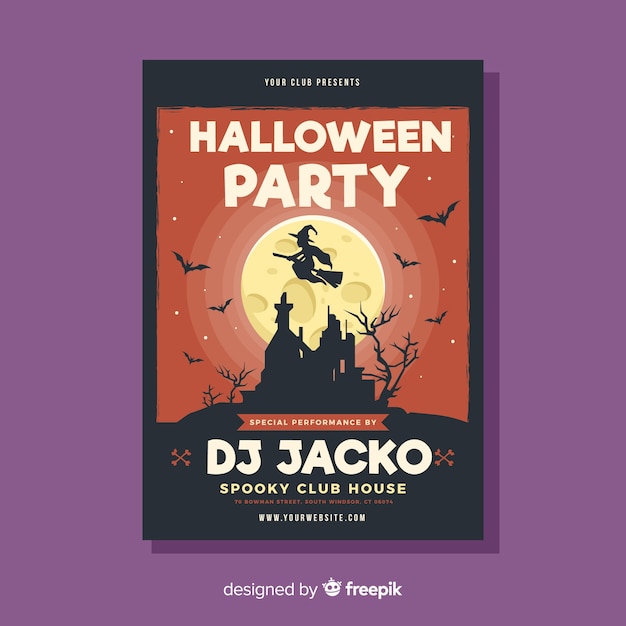 Creepy Halloween Party Plakat Szablon Z Płaska Konstrukcja