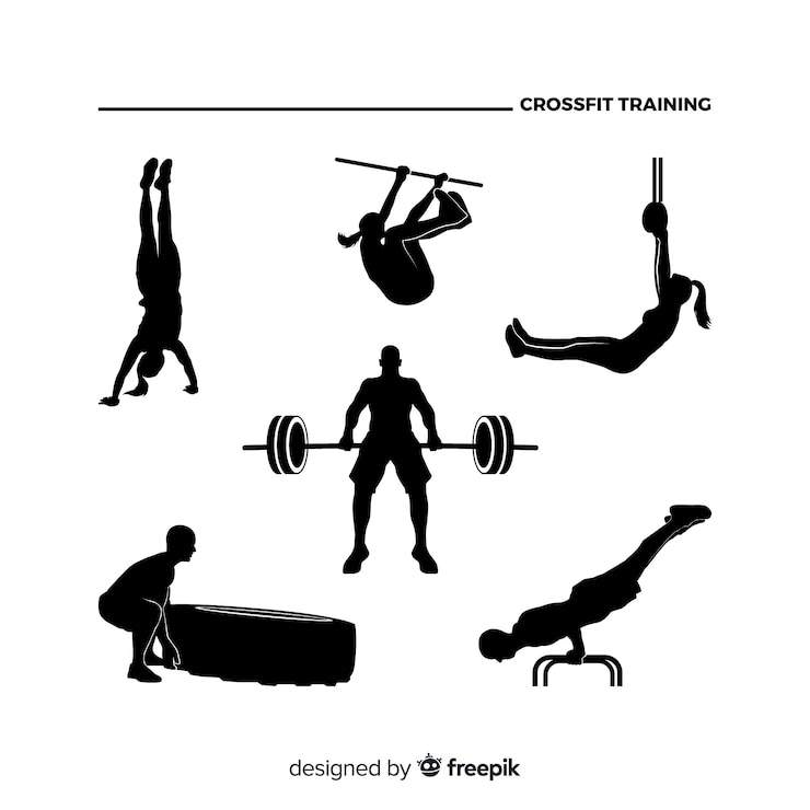 Bezpłatny plik Wektor crossfit kobieta sylwetka szkolenia kolekcja